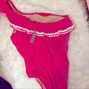 NWT jcrew one shoulder bathing suit hot pink